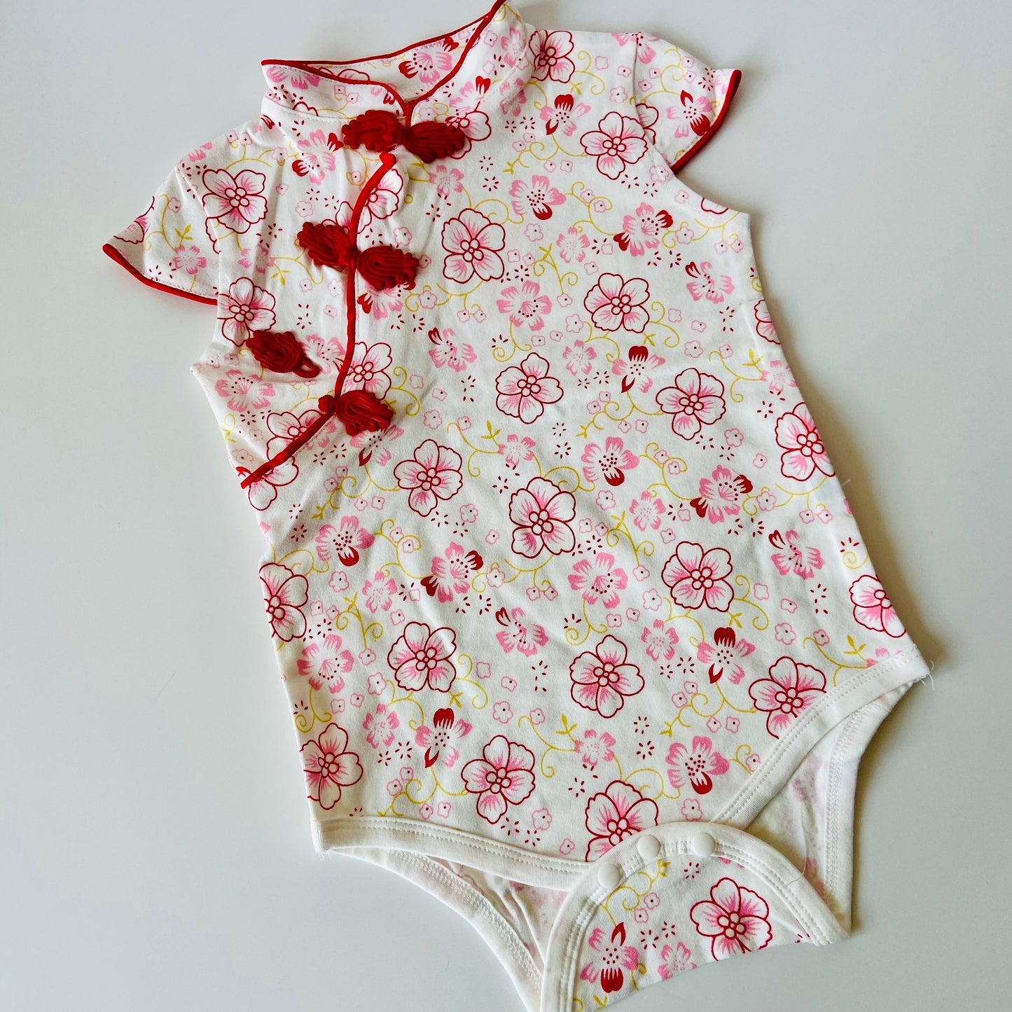 Red Flowers Cheongsam bodysuit